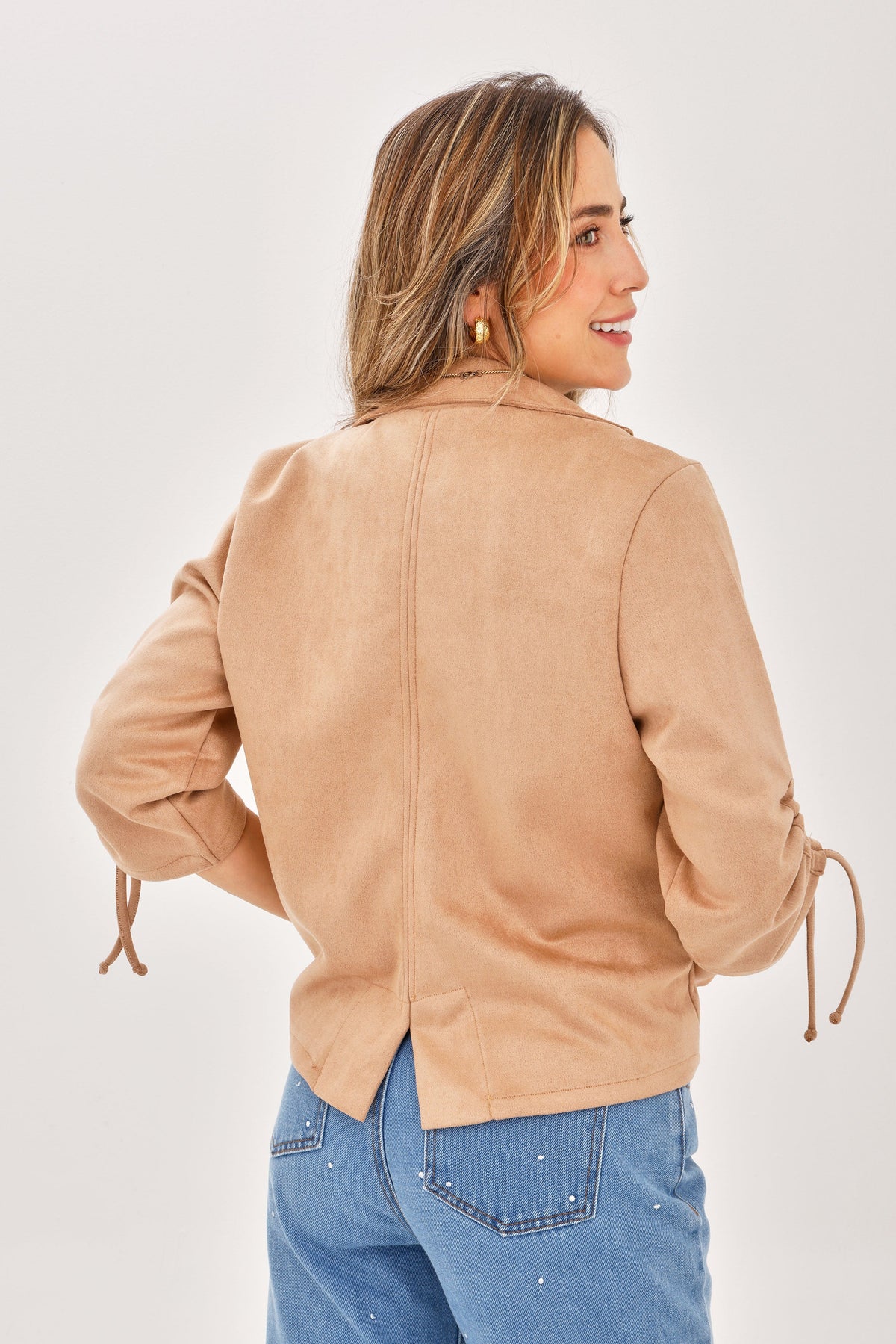 Chaqueta Piel De Durazno Corta Camel