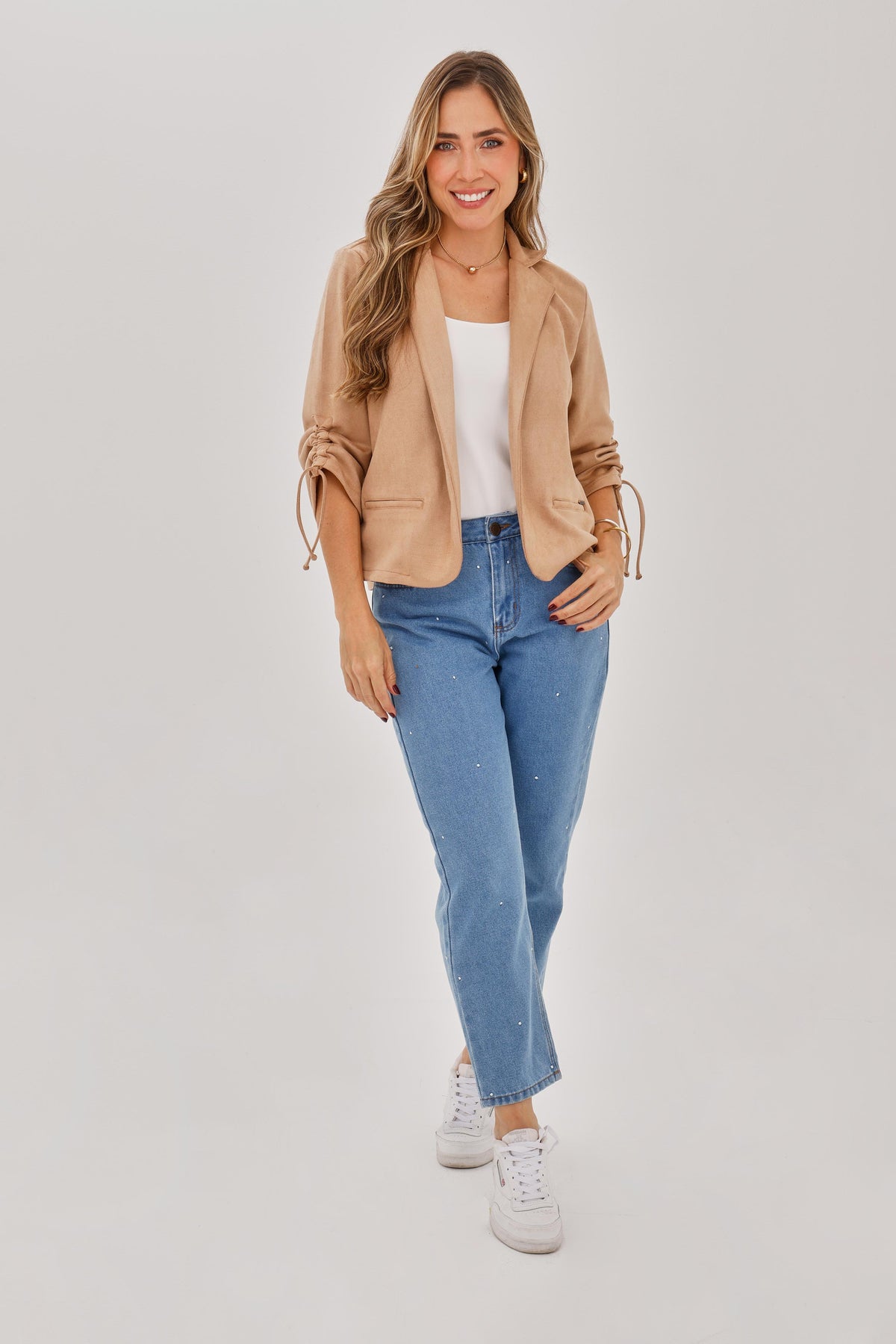 Chaqueta Piel De Durazno Corta Camel