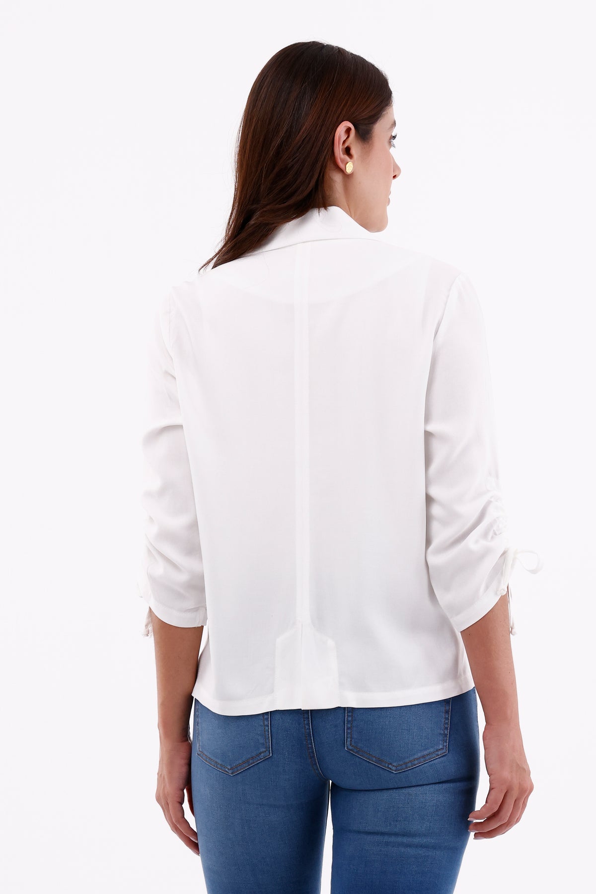 Chaqueta Manga Recogida Fondo Entero Crudo Para Mujer