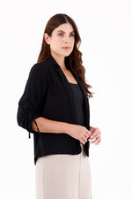 Chaqueta Manga Recogida Fondo Entero Negro Para Mujer