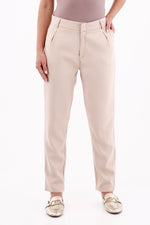Pantalón Pasadores Prense Beige Para Mujer