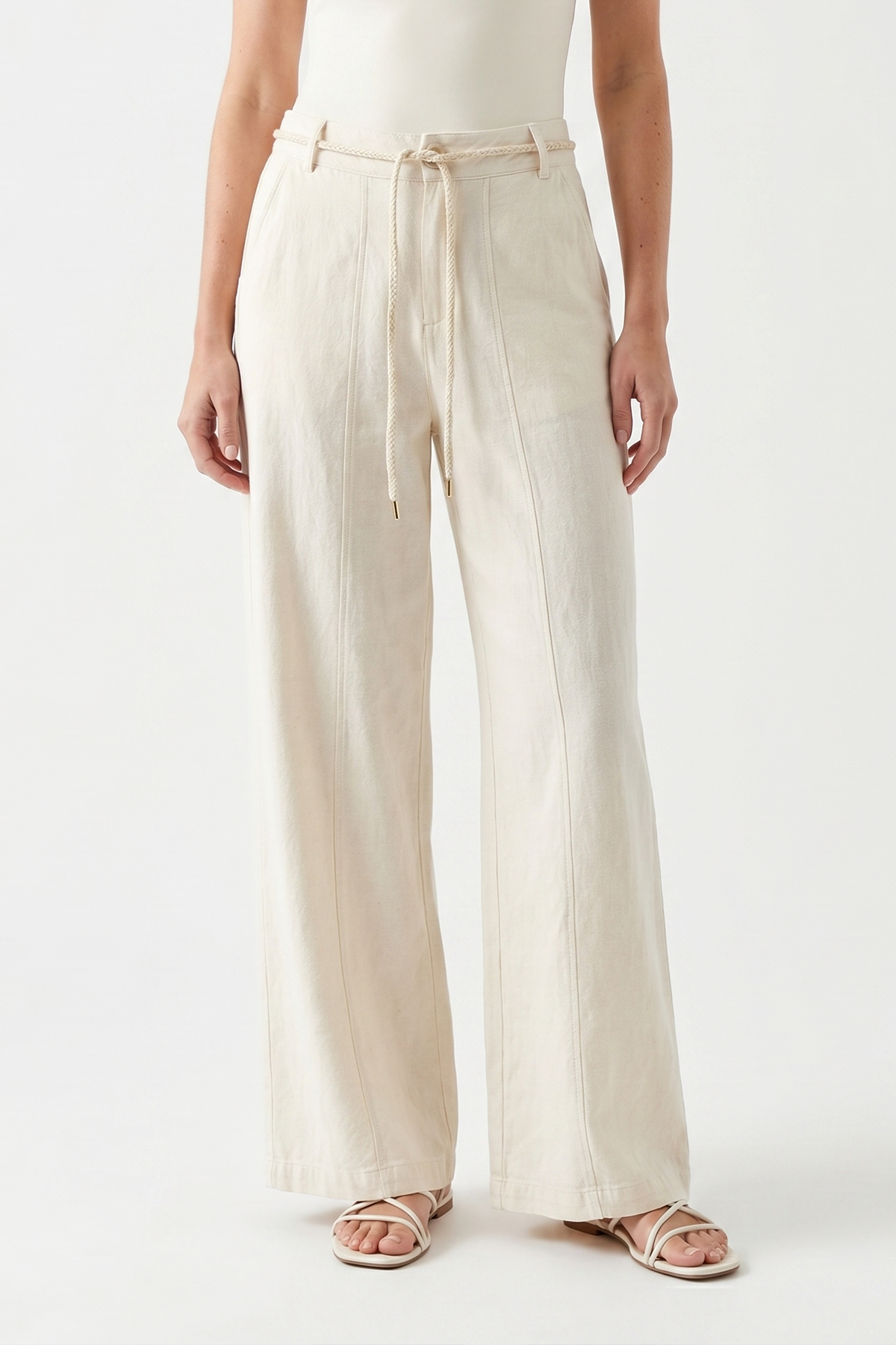 Pantalón Casual Beige tipo Lino para Mujer