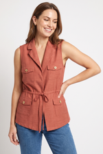 Chaleco en Rayón Terracota para Mujer