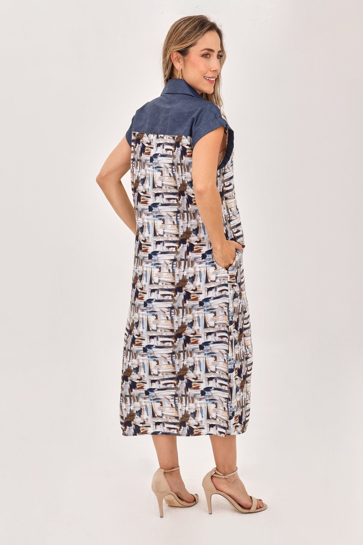 Vestido Cinturón Azul Medio