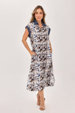 Vestido Cinturón Azul Medio