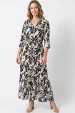 Vestido manga 3/4 en rayón para mujer crudo
