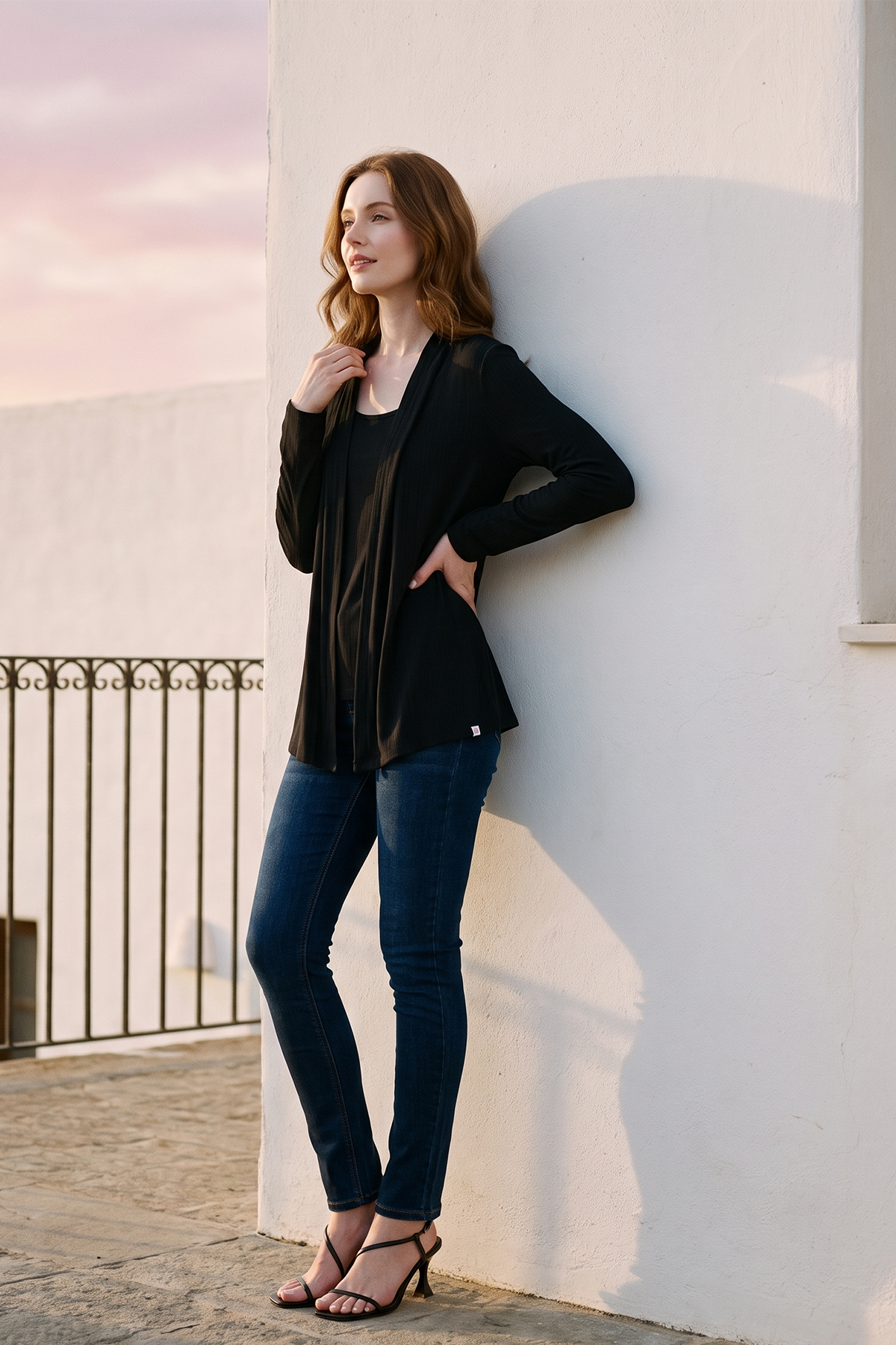 Cardigan Duo en Polilycra Negro para Mujer