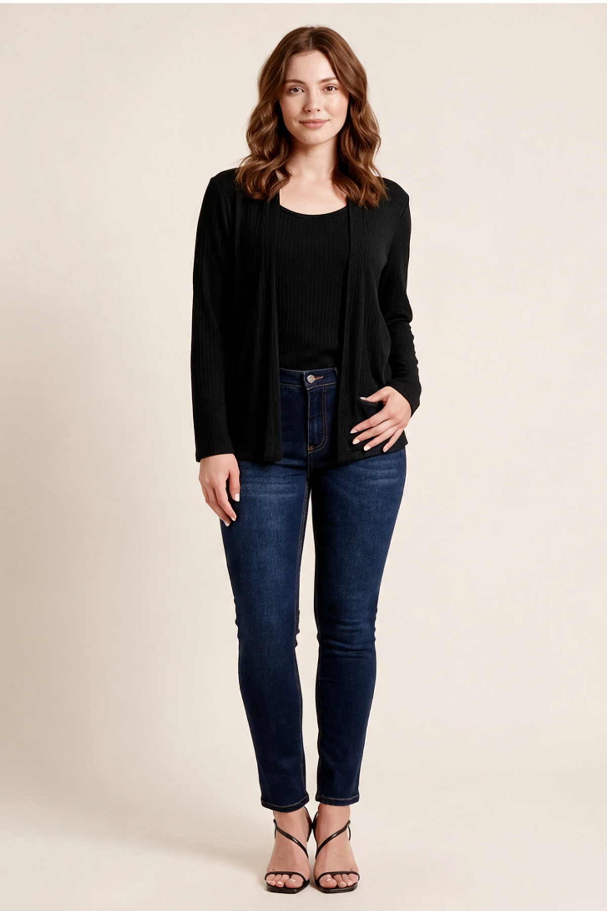 Cardigan Duo en Polilycra Negro para Mujer