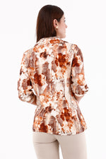 Blusa Manga 3/4 Flores Terracota Para Mujer