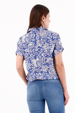 Blusa Manga Rodada Perilla Estampada Azul Rey Para Mujer
