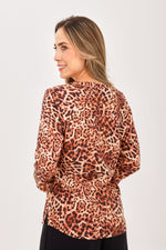 Blusa Manga 3/4 Media Perilla Animal Print Café
