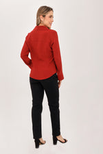 Blusa Manga Larga Bordado Rombo Vinotinto