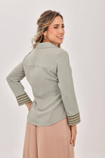 Blusa Manga Larga Bordado Rombo Verde Oliva