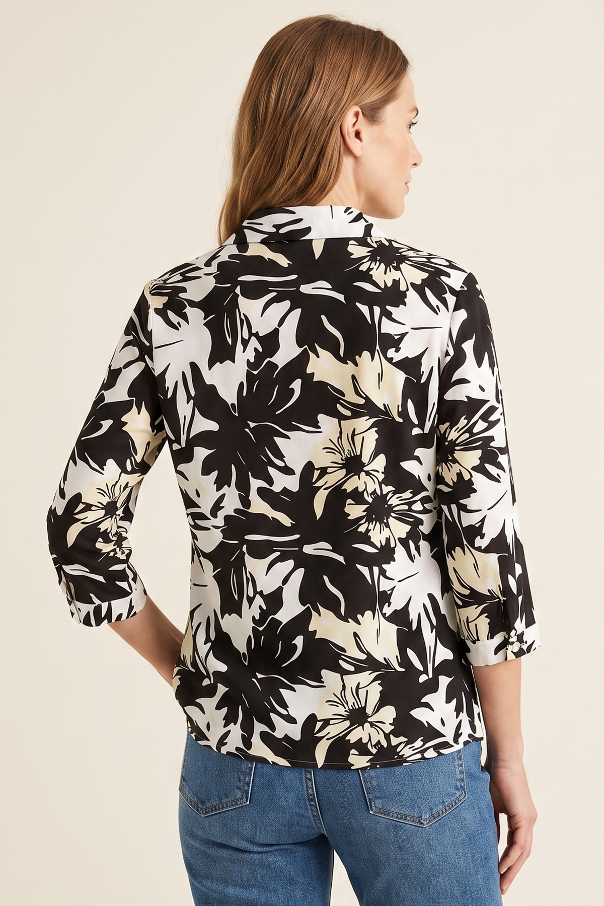 Blusa Manga 3/4 en Rayón Negra para Mujer