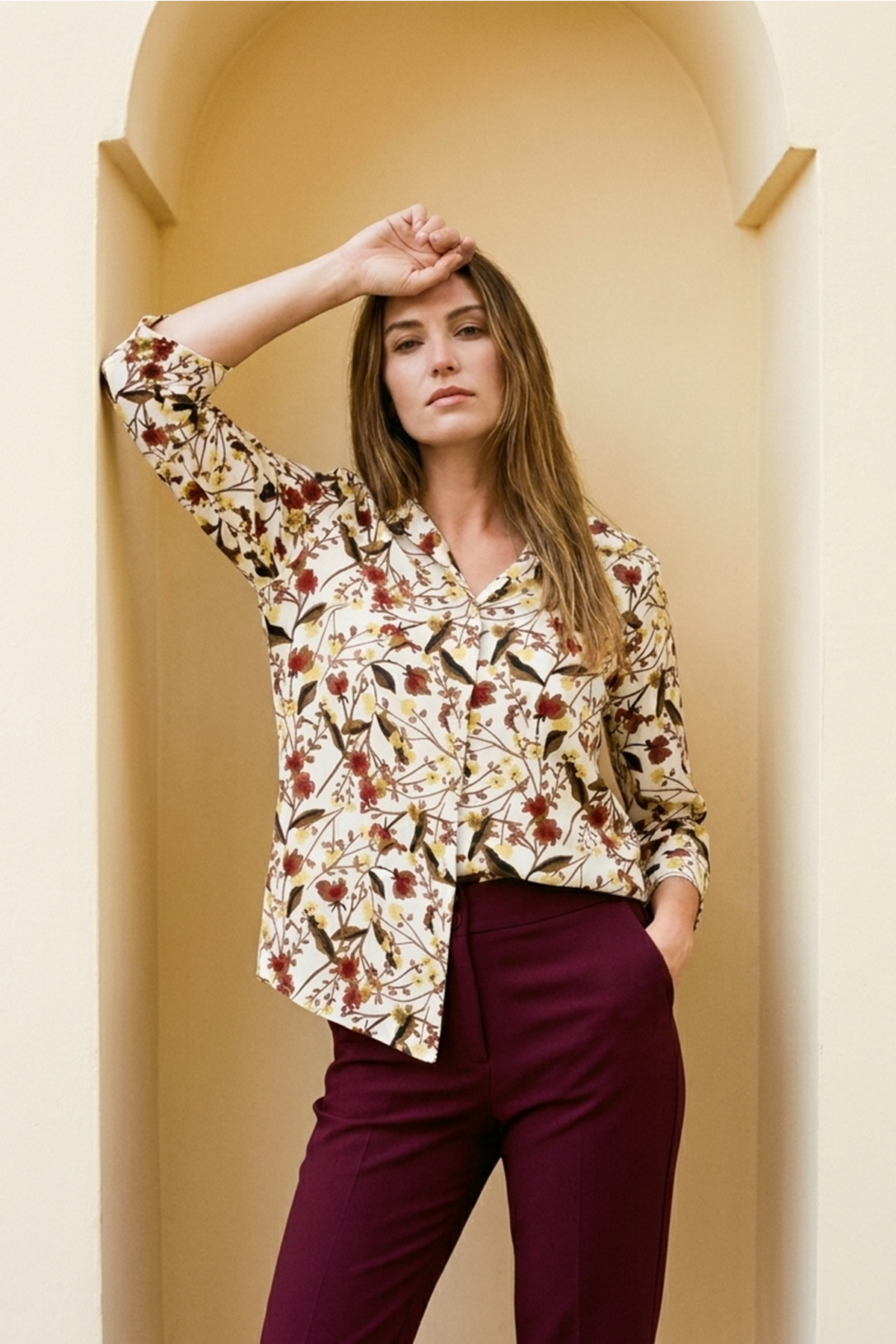 Blusa Manga 3/4 en Rayón Mostaza para Mujer