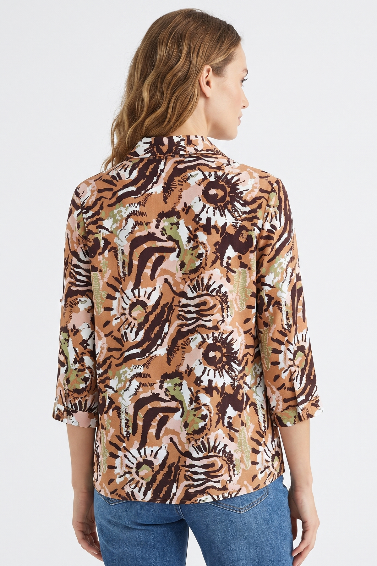 Blusa Manga 3/4 en Rayón Café para Mujer