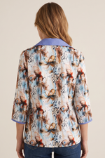 Blusa Manga 3/4 en Rayón Turquesa para Mujer