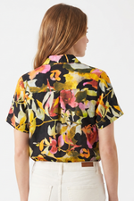 Blusa Manga Corta en Rayón Negra para Mujer