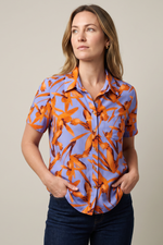 Blusa Manga Corta en Rayón Azul Claro para Mujer