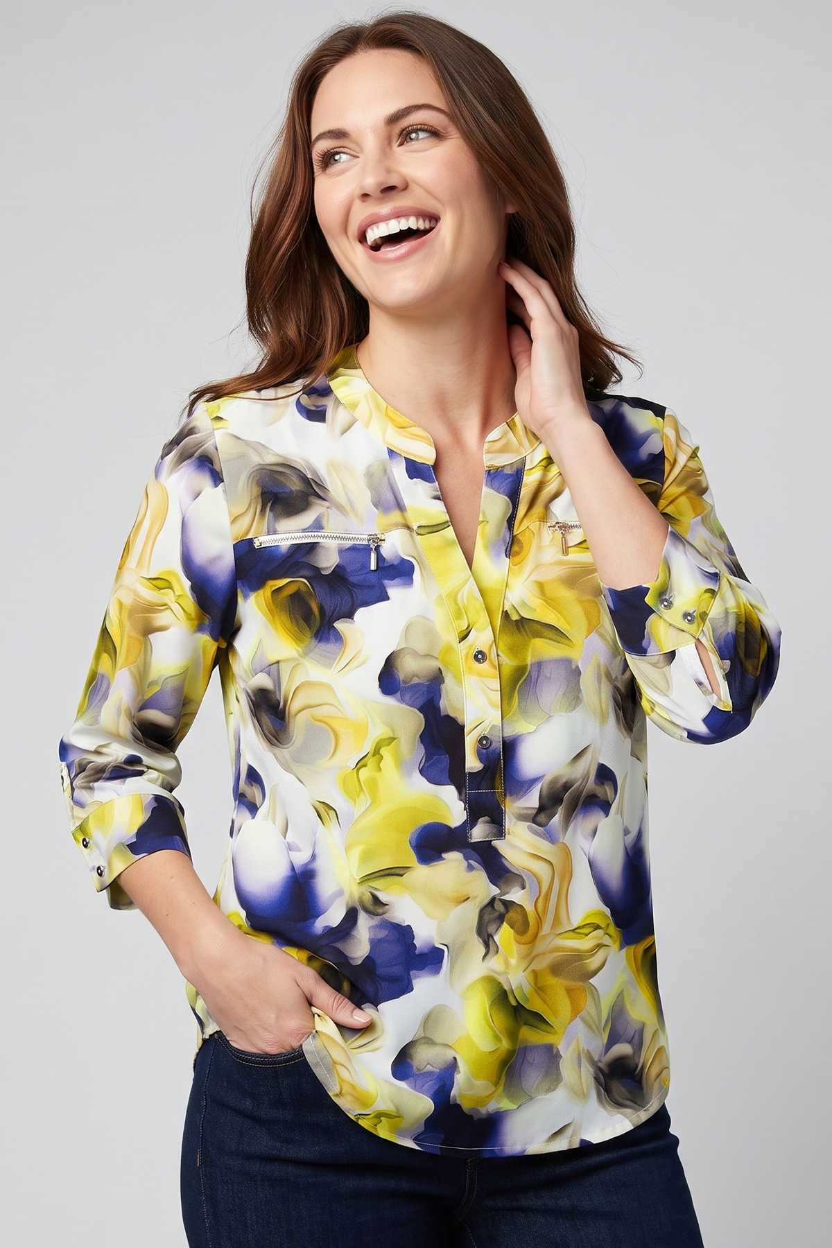 Blusa Manga 3/4 en Rayón Morada para Mujer