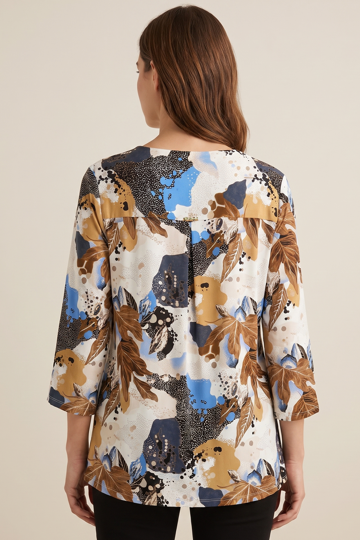 Blusa Manga 3/4 en Rayón Azul Claro para Mujer