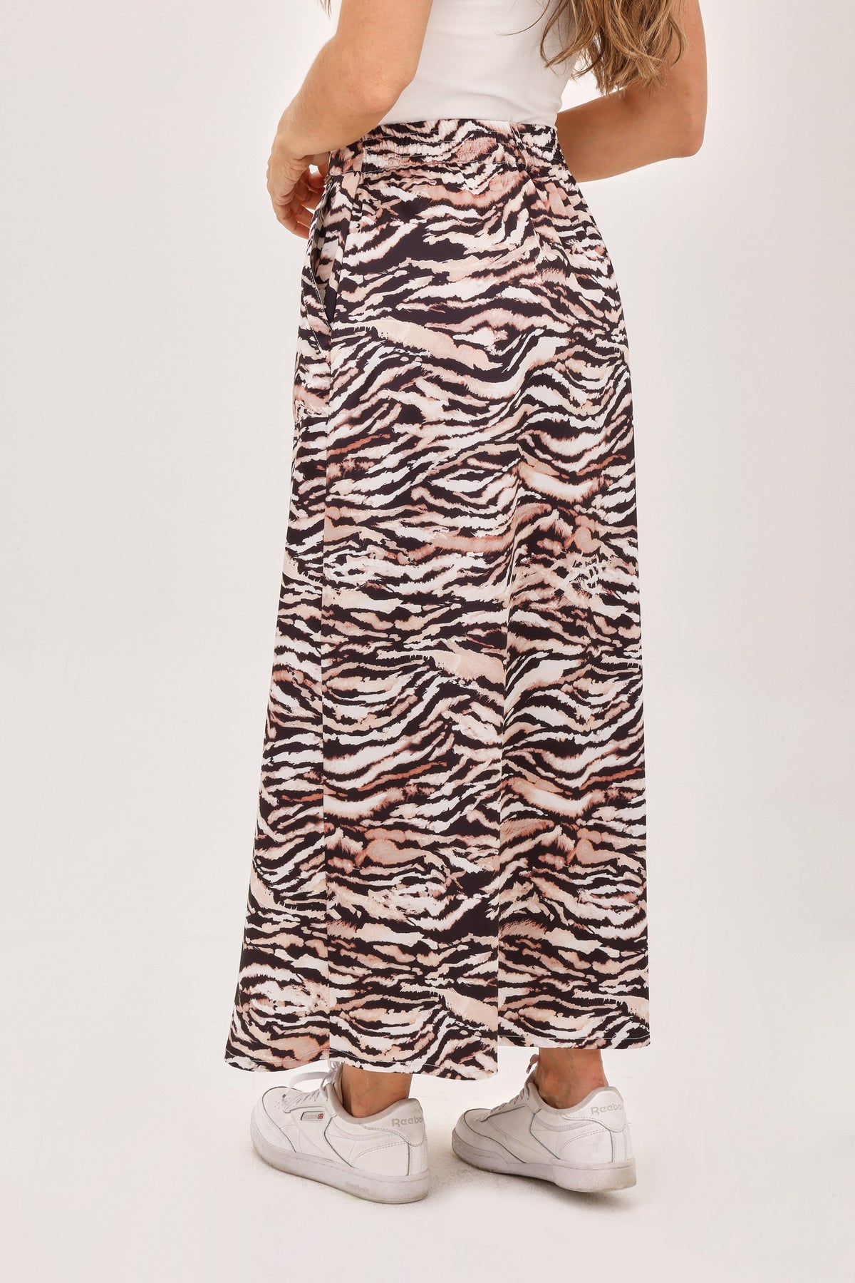 Falda Bolsillos Cebra Café