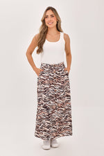 Falda Bolsillos Cebra Café