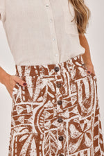 Falda Bolsillos Étnica Café