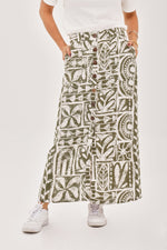 Falda Bolsillos Étnica Verde Oliva