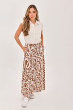 Falda Bolsillos Étnica Café