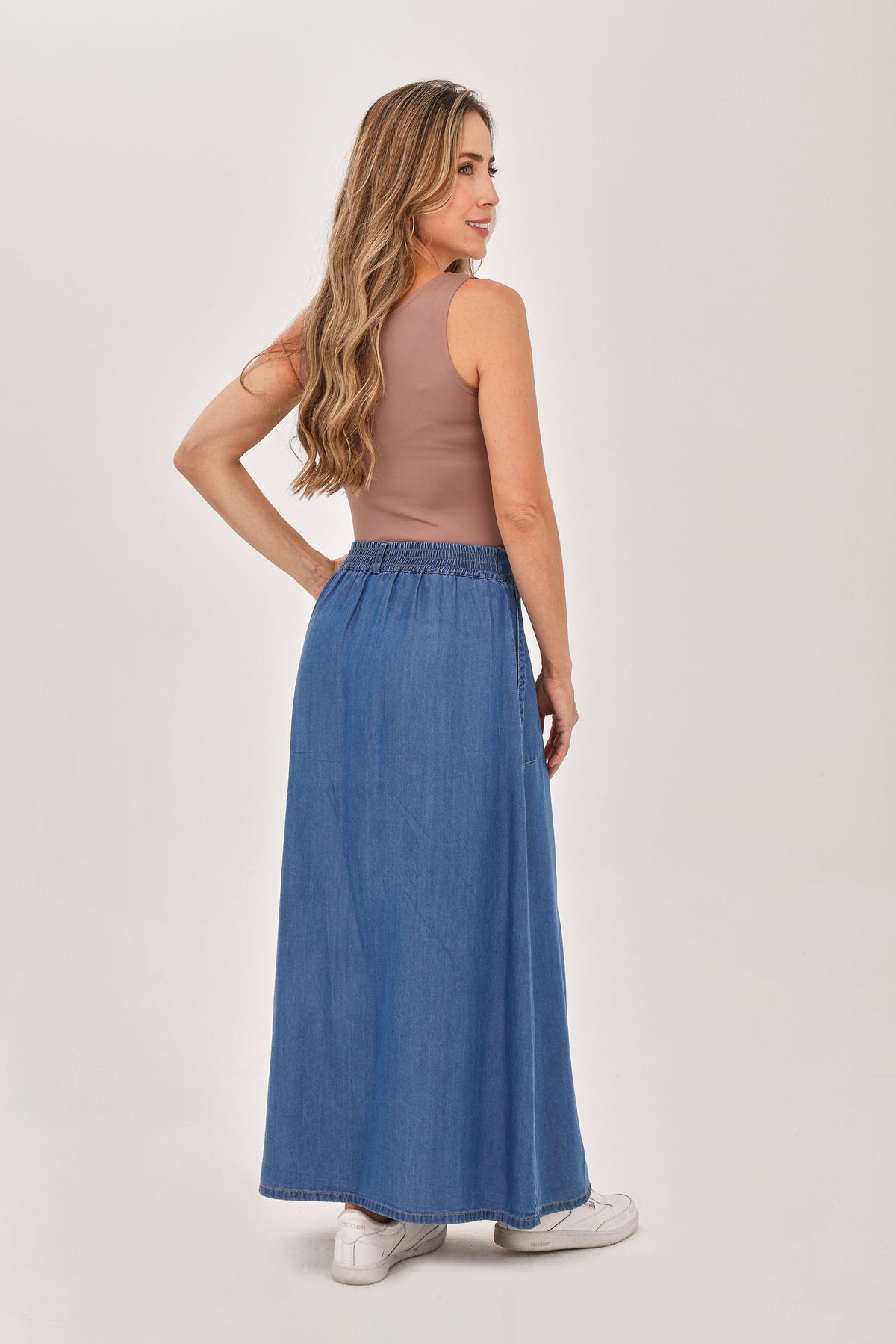 Falda Bolsillos Índigo Azul Medio