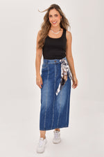 Falda Índigo Con Pañoleta Azul Medio