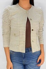 Chaqueta Lurex Bolsillo Beige
