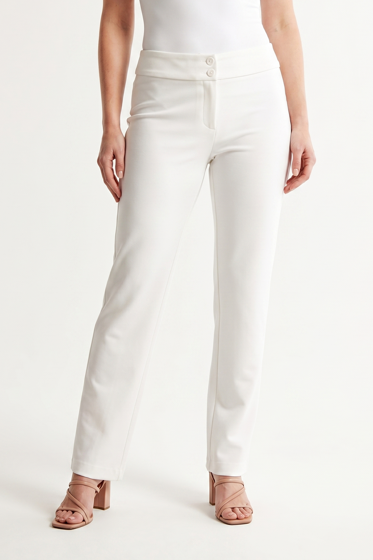 Pantalón Casual Blanco en Poliéster para Mujer