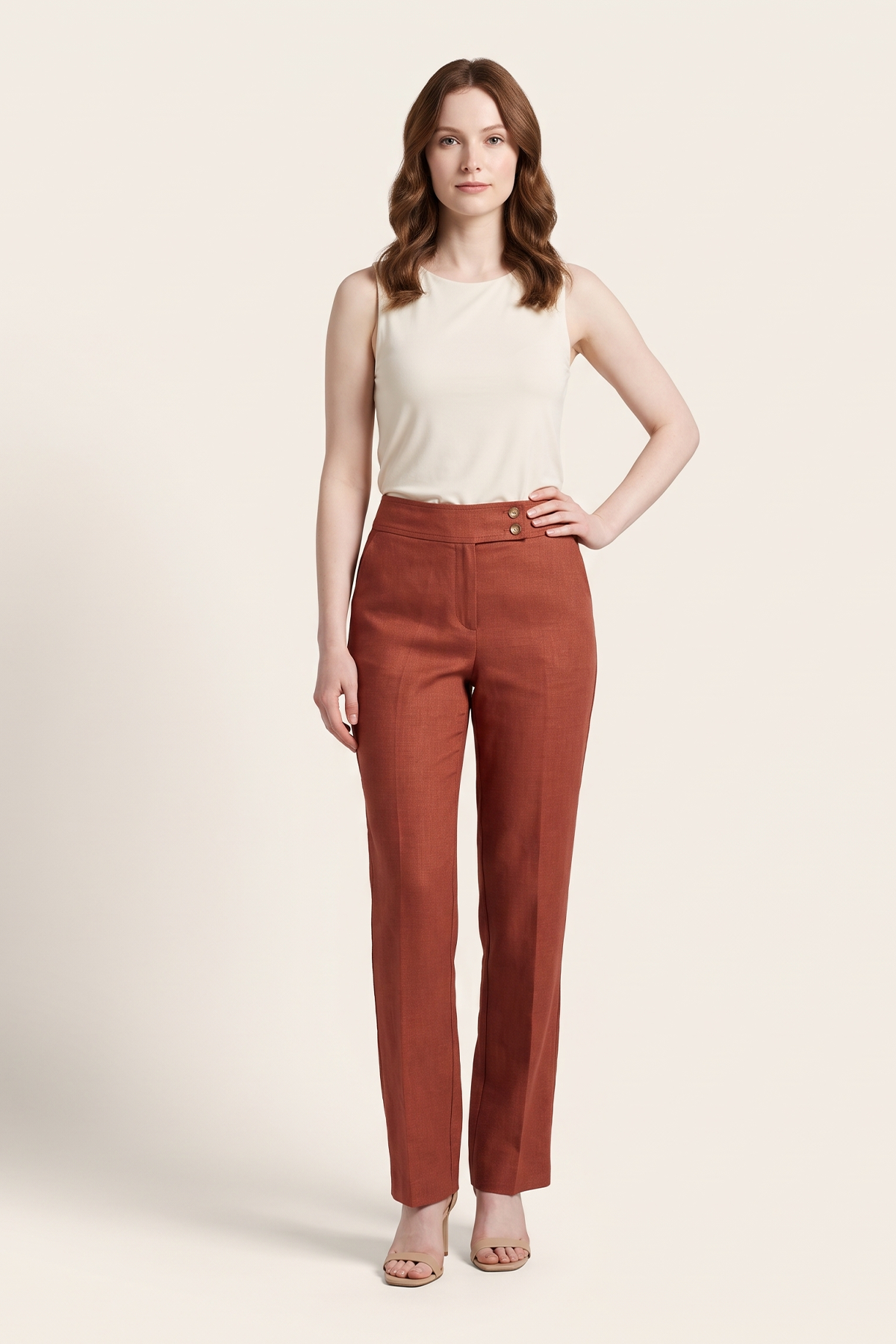 Pantalón en Lino Terracota para Mujer