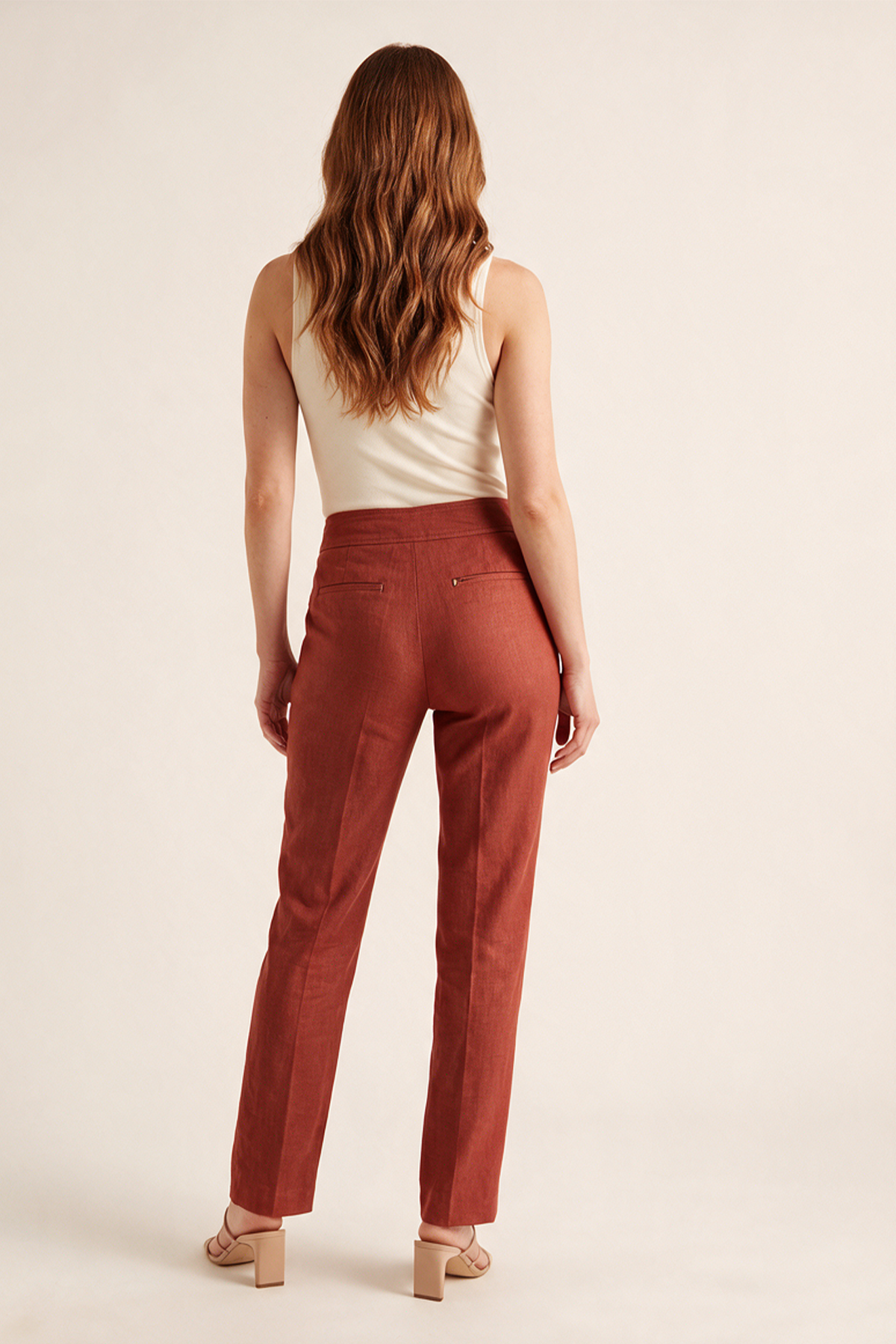 Pantalón en Lino Terracota para Mujer