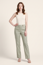 Pantalón en Lino Verde Oliva para Mujer
