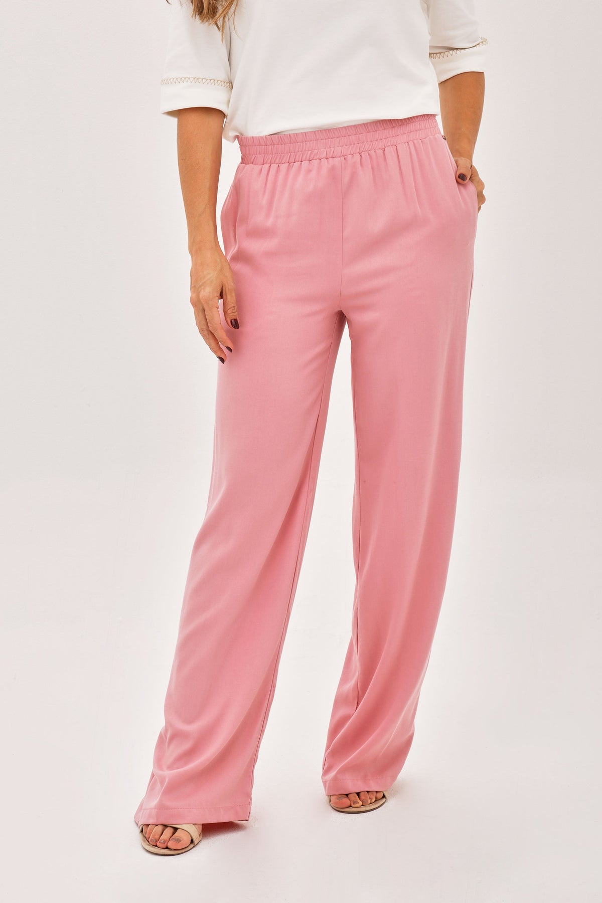 Pantalón Resortado Bolsillo Palo De Rosa