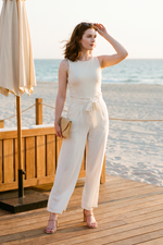 Pantalón en Polyester Twill Crudo para Mujer