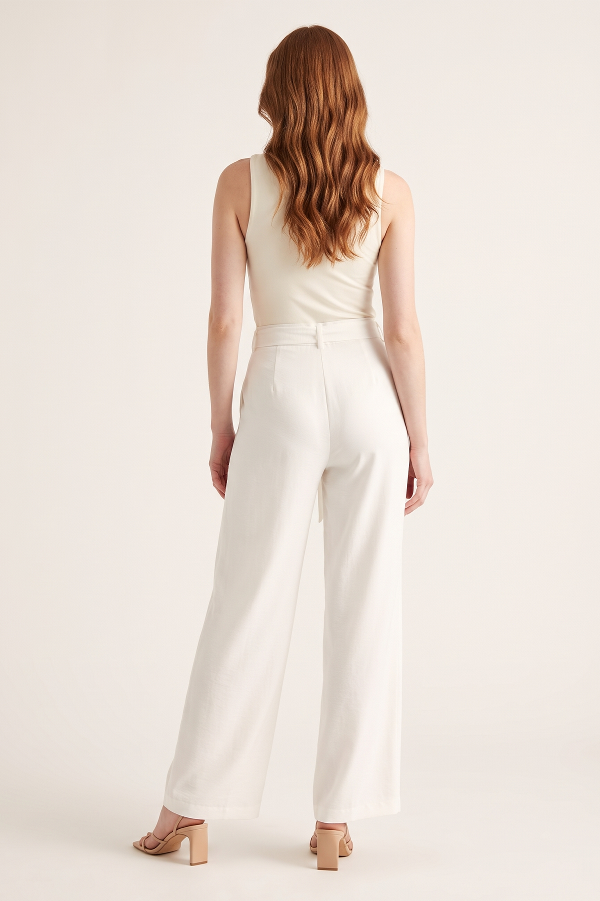 Pantalón en Polyester Twill Crudo para Mujer