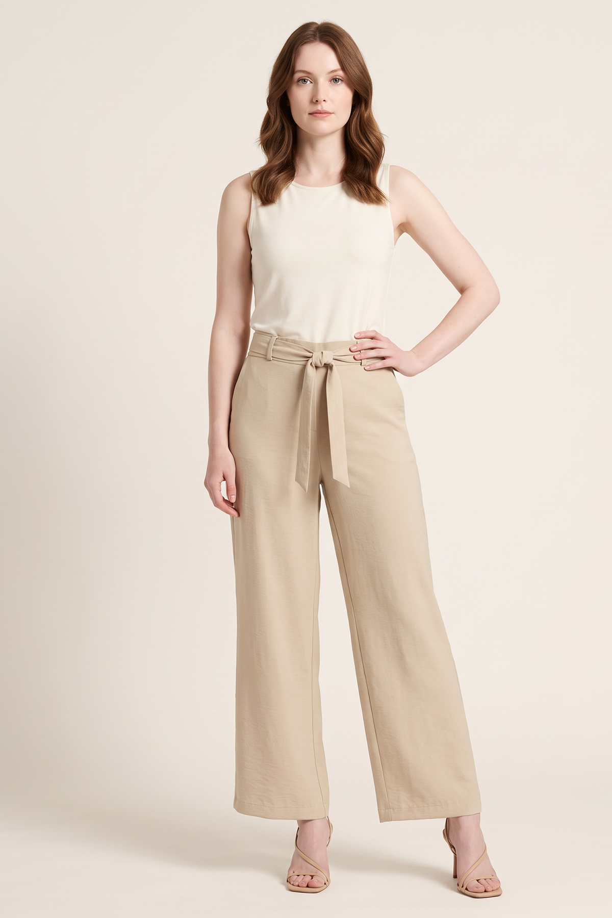 Pantalón en Polyester Twill Caqui para Mujer