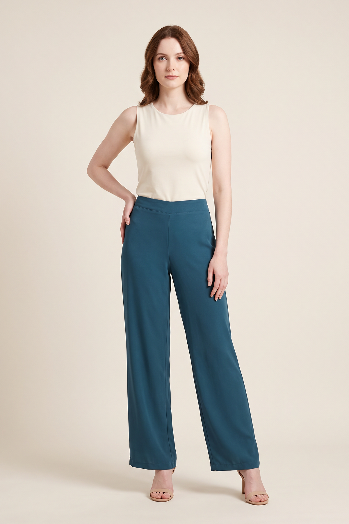 Pantalón en Chifon Azul Petróleo para Mujer