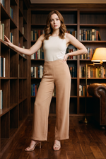 Pantalón en Chifón Camel para Mujer