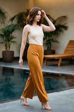 Pantalón en Chifón Ocre para Mujer