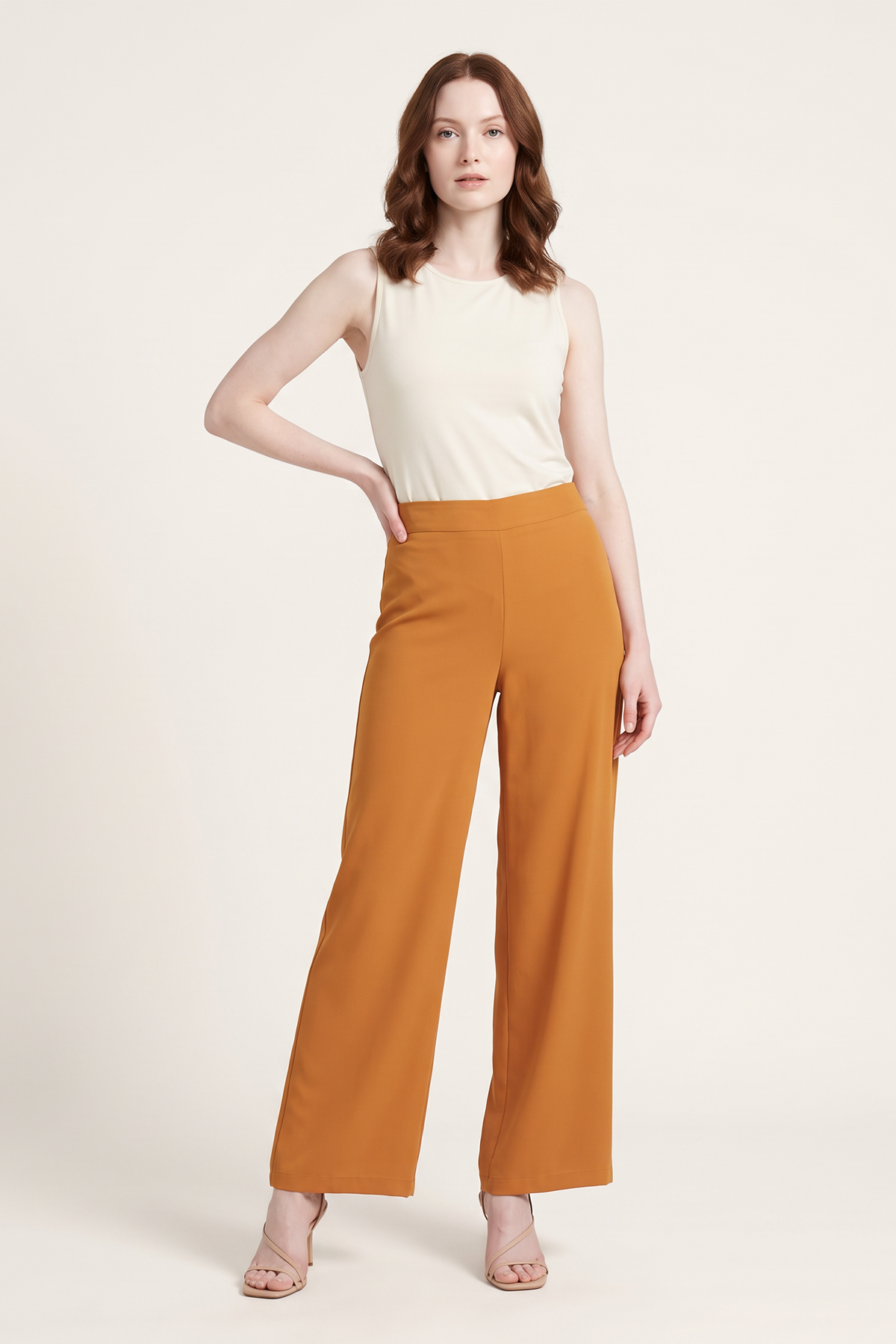 Pantalón en Chifón Ocre para Mujer