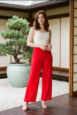 Pantalón en Chifón Rojo para Mujer