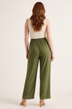 Pantalón en Chifón Verde Oliva para Mujer