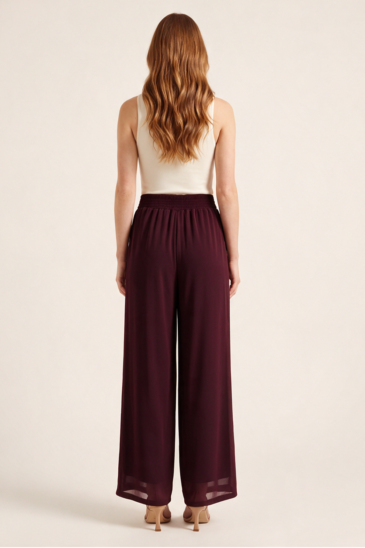 Pantalón en Chifón Vinotinto para Mujer