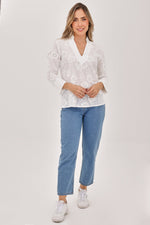 Blusa Manga 3/4 Ojalillo Blanco