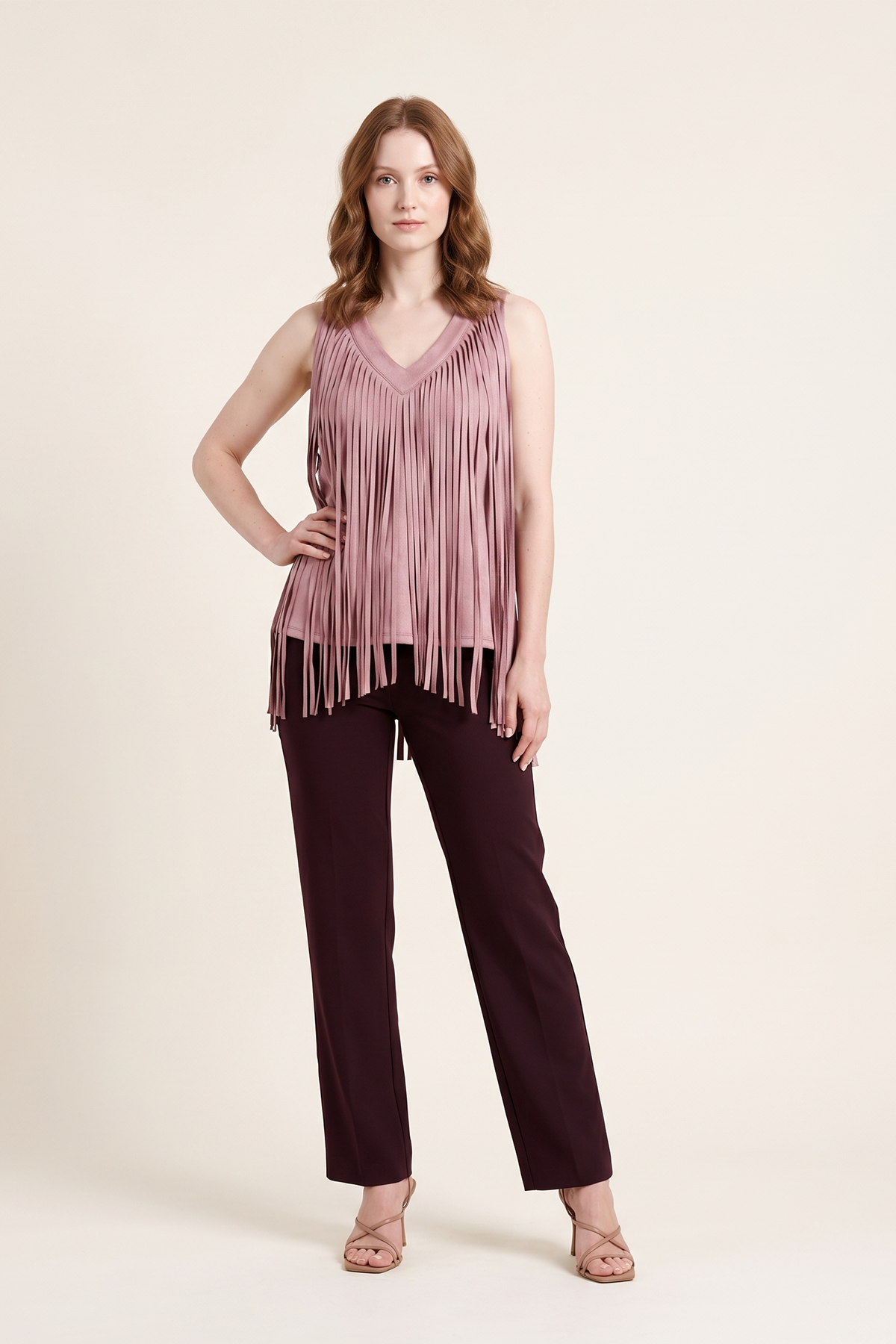 Blusa en Piel de Durazno Palo de Rosa Oscuro para Mujer